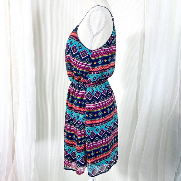 Rosebud Navy Aztec Print Dress Adjustable Straps - Picture 3 of 8